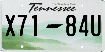 TN license plate X7184U