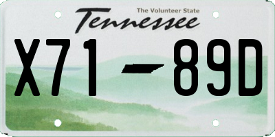 TN license plate X7189D