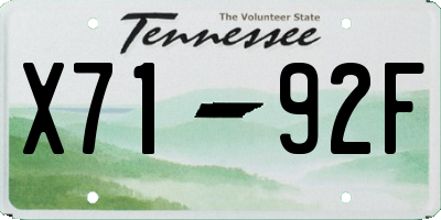 TN license plate X7192F