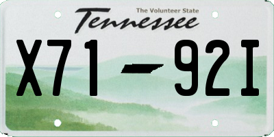 TN license plate X7192I
