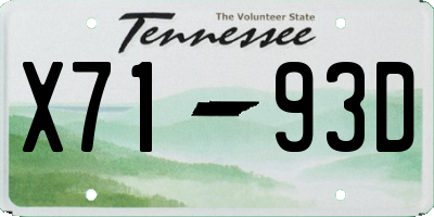 TN license plate X7193D