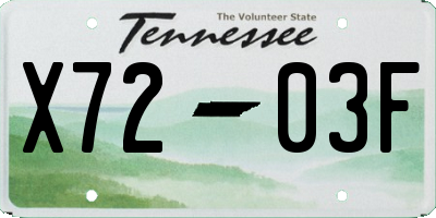 TN license plate X7203F
