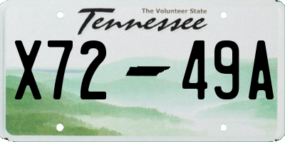 TN license plate X7249A