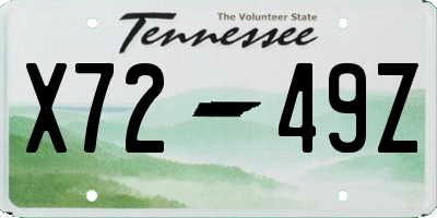 TN license plate X7249Z