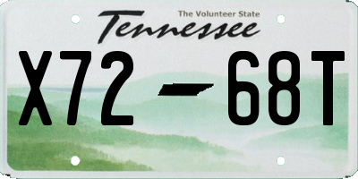 TN license plate X7268T