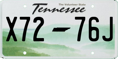 TN license plate X7276J