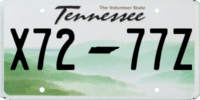 TN license plate X7277Z