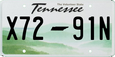 TN license plate X7291N