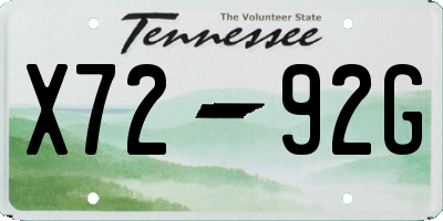 TN license plate X7292G