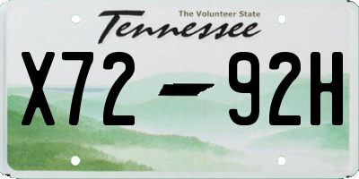 TN license plate X7292H