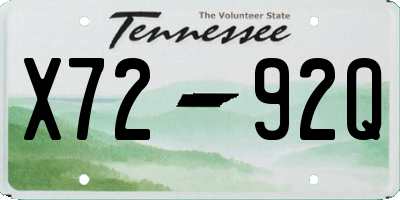 TN license plate X7292Q
