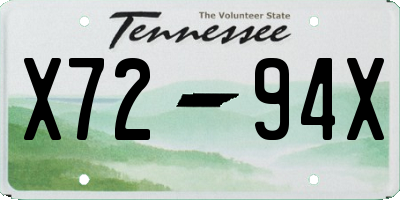 TN license plate X7294X