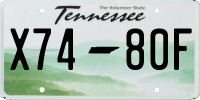 TN license plate X7480F