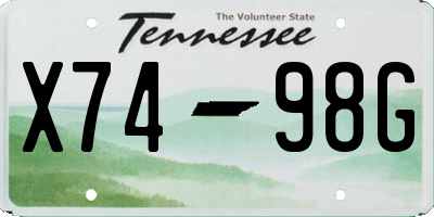TN license plate X7498G