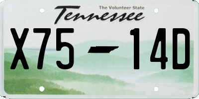 TN license plate X7514D