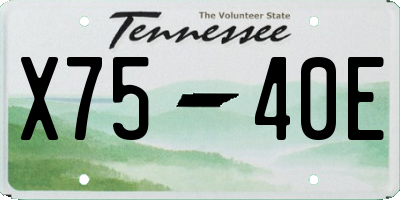 TN license plate X7540E