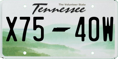 TN license plate X7540W