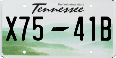 TN license plate X7541B