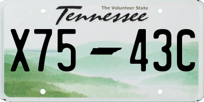 TN license plate X7543C