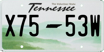 TN license plate X7553W
