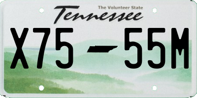 TN license plate X7555M