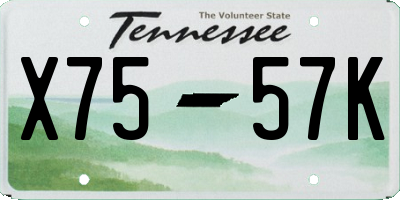 TN license plate X7557K