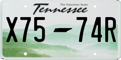 TN license plate X7574R