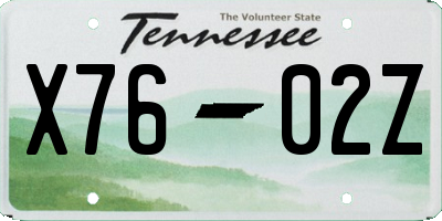 TN license plate X7602Z