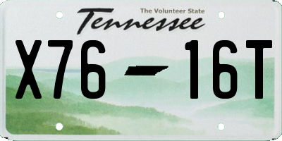 TN license plate X7616T