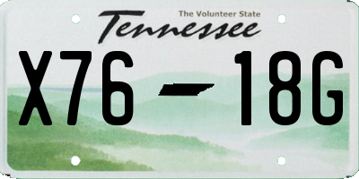 TN license plate X7618G