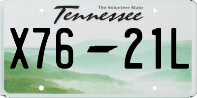 TN license plate X7621L