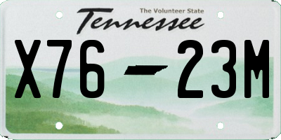 TN license plate X7623M