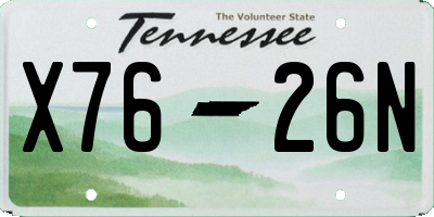 TN license plate X7626N