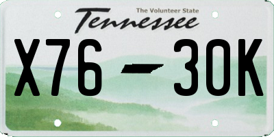 TN license plate X7630K