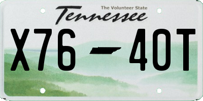 TN license plate X7640T