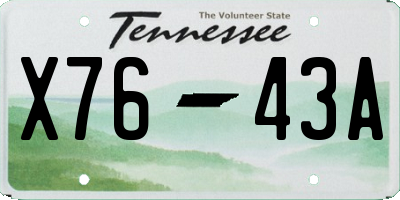 TN license plate X7643A