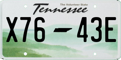 TN license plate X7643E