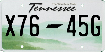 TN license plate X7645G