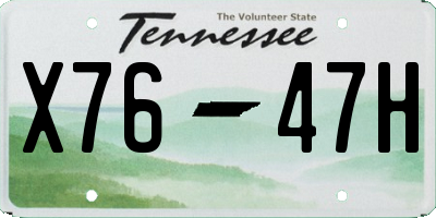 TN license plate X7647H
