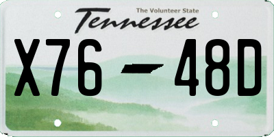 TN license plate X7648D