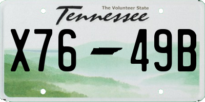 TN license plate X7649B