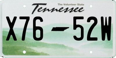 TN license plate X7652W