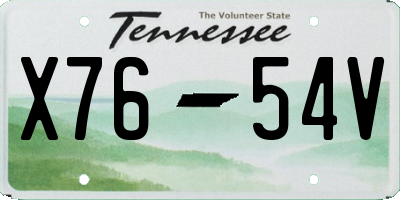 TN license plate X7654V