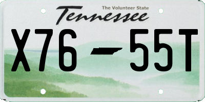 TN license plate X7655T
