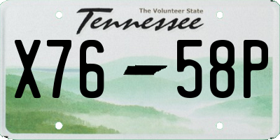 TN license plate X7658P