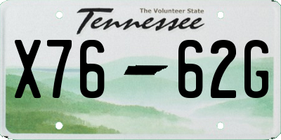 TN license plate X7662G
