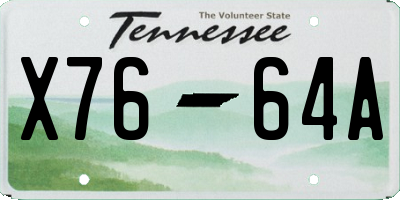 TN license plate X7664A