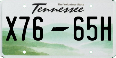 TN license plate X7665H