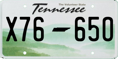 TN license plate X7665O