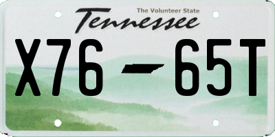 TN license plate X7665T